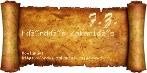 Fördős Zakariás névjegykártya